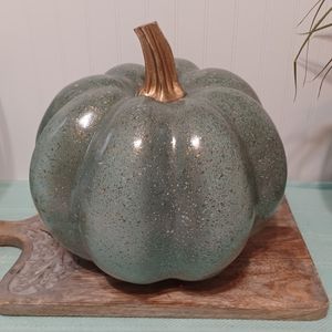 Pale Sage Green Resin Pumkin w/Gold accent